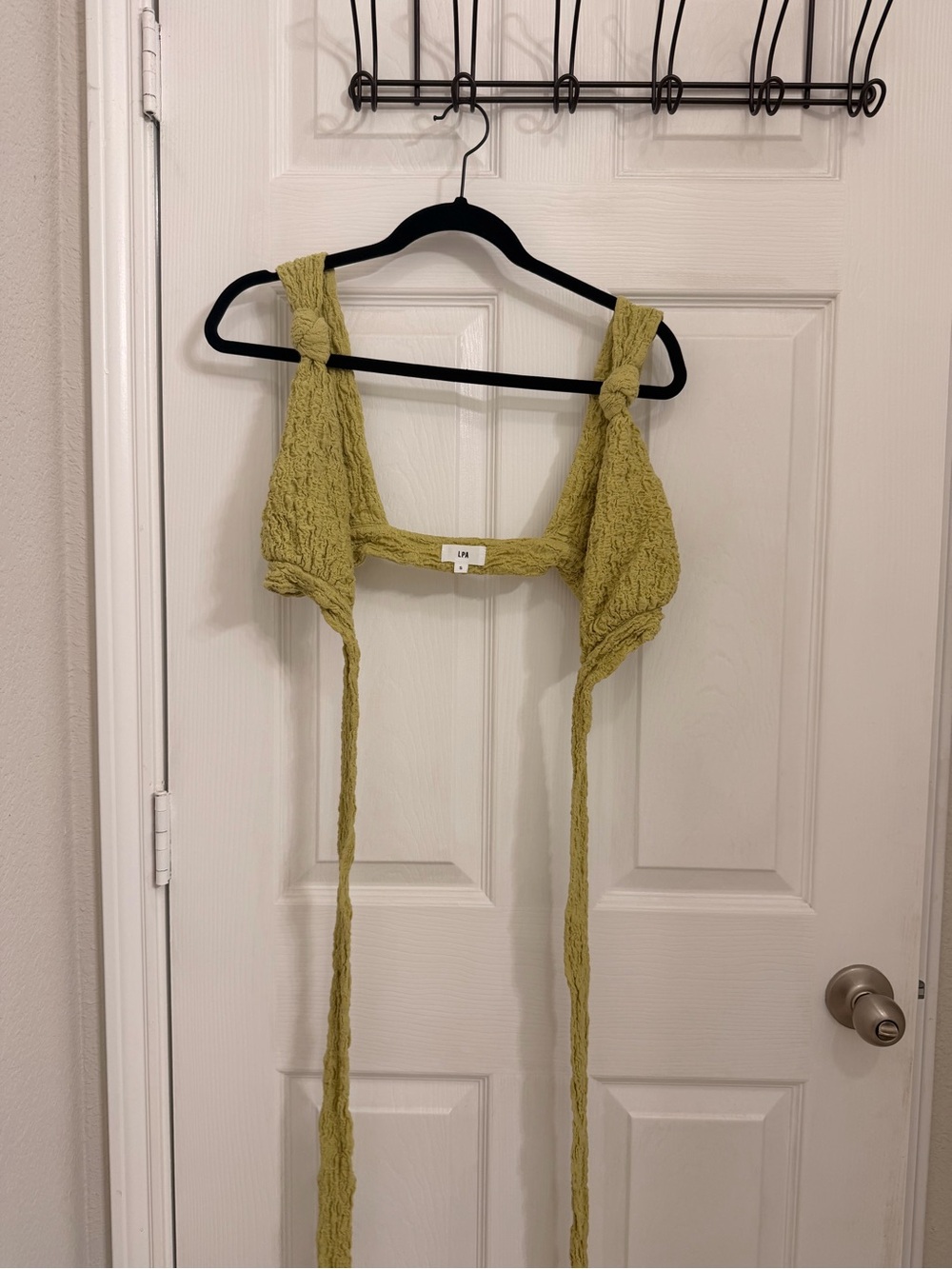 LPA Chartreuse Knit Tie-Front Crop Top